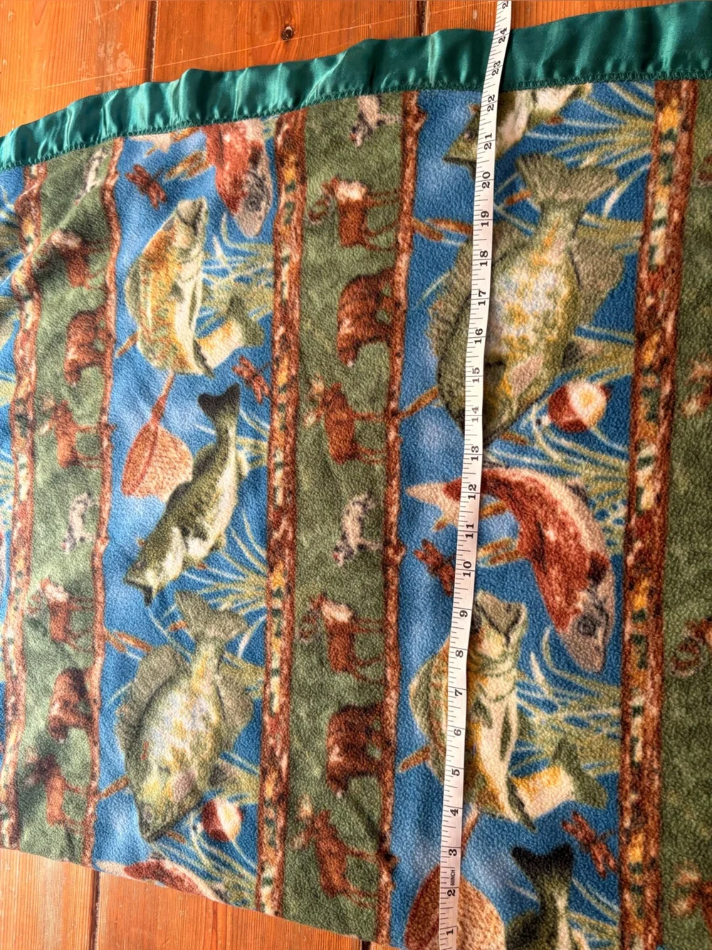 Fleece Fish & Wildlife Throw Blanket - Teal Trim